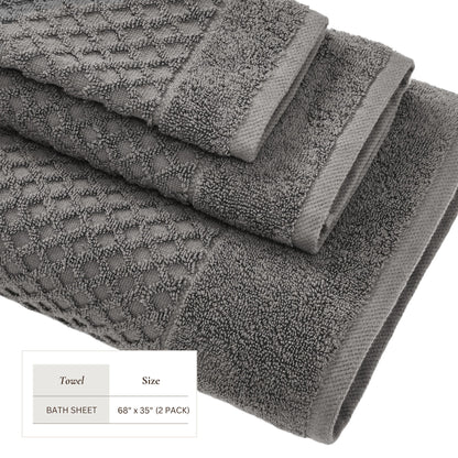Cotton Diamond Waffle Weave Bath Towel Set