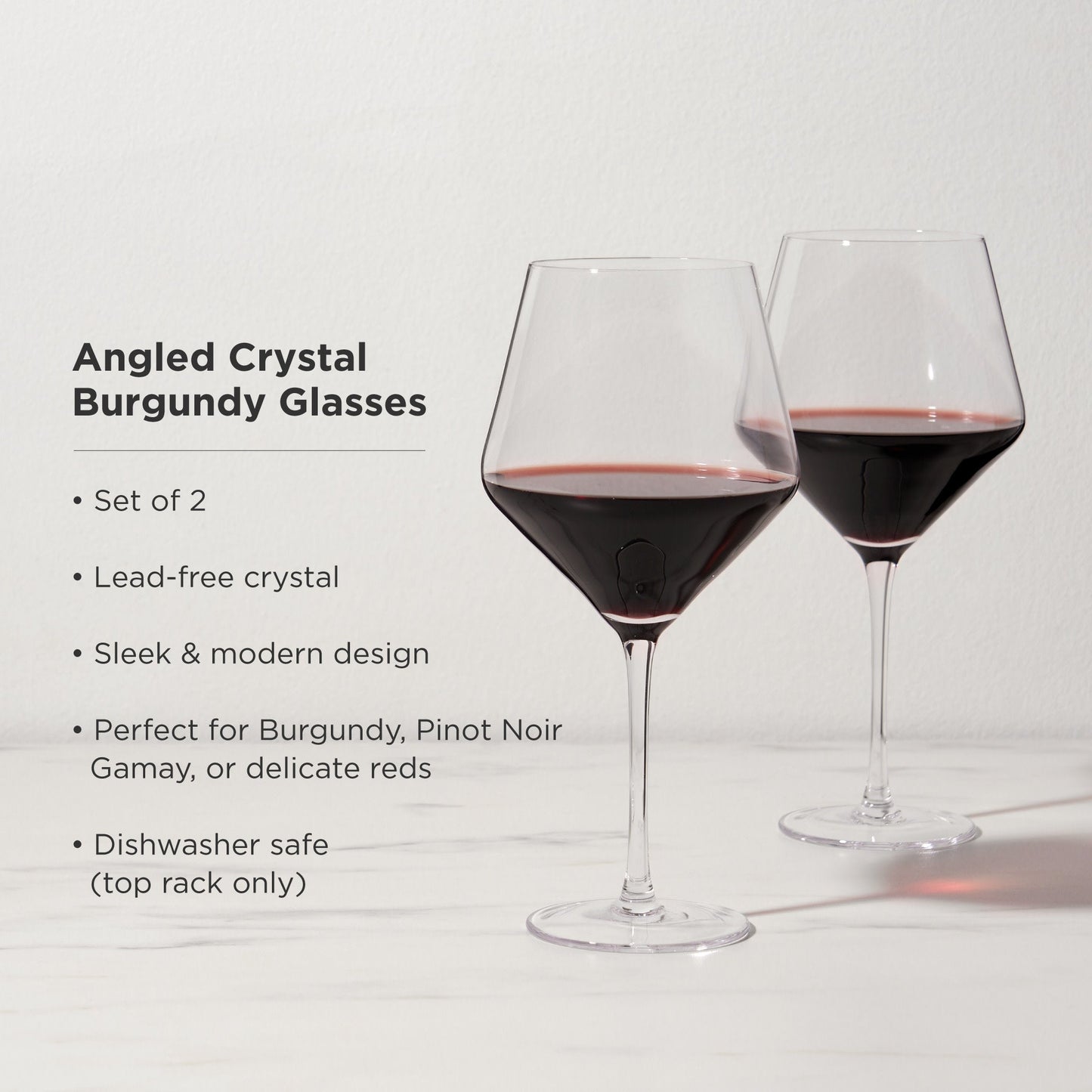 Raye Angled Crystal Burgundy Glasses Pair