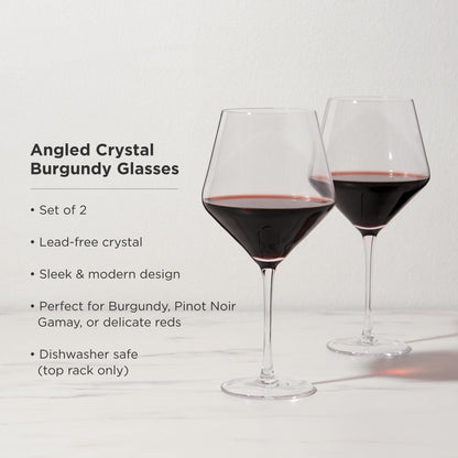 Raye Angled Crystal Burgundy Glasses Pair