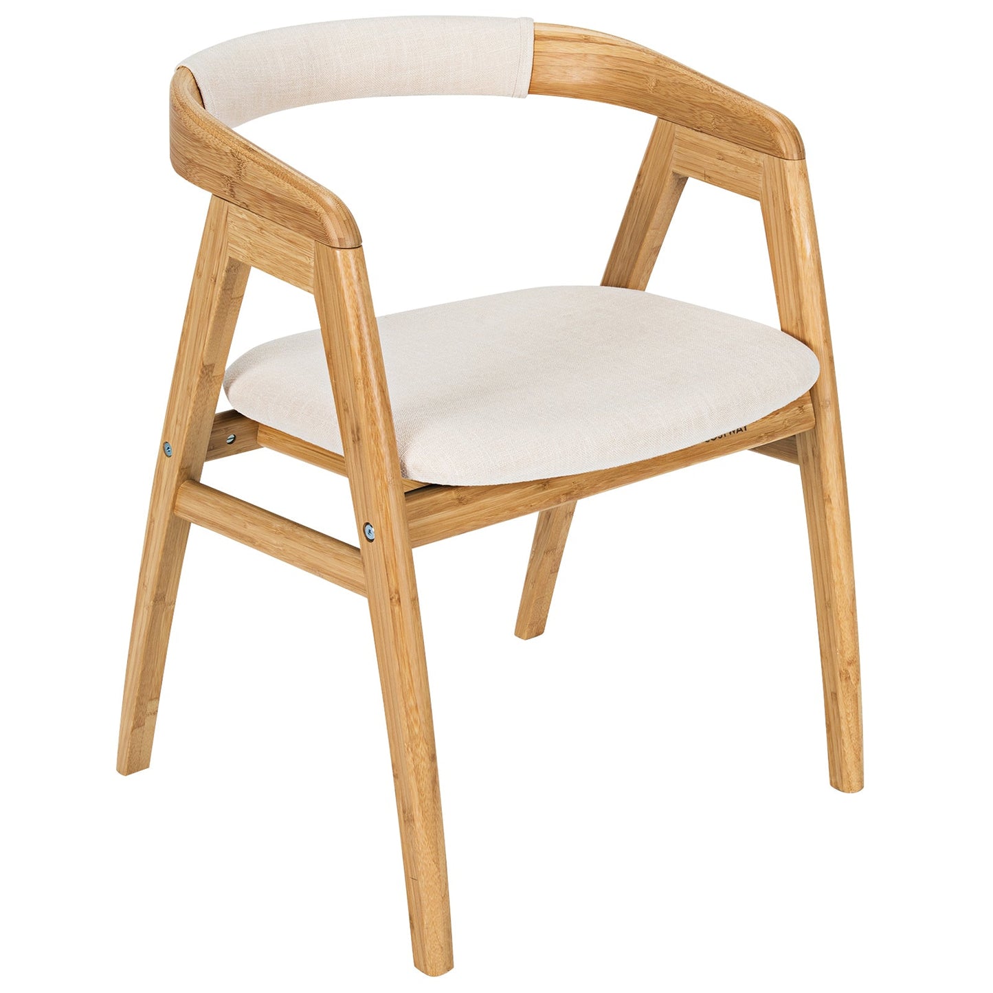 Silla de comedor de bambú Leisure con respaldo curvo y almohadillas antideslizantes para los pies - Natural