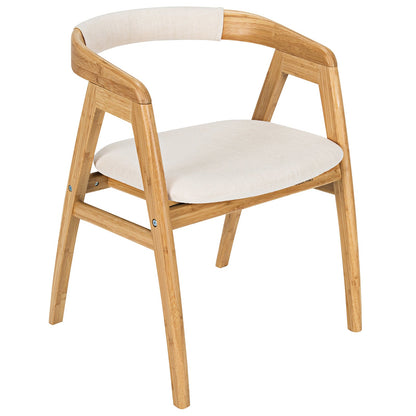 Silla de comedor de bambú Leisure con respaldo curvo y almohadillas antideslizantes para los pies - Natural