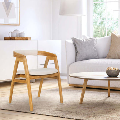 Silla de comedor de bambú Leisure con respaldo curvo y almohadillas antideslizantes para los pies - Natural
