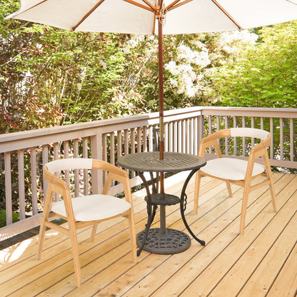 Silla de comedor de bambú Leisure con respaldo curvo y almohadillas antideslizantes para los pies - Natural