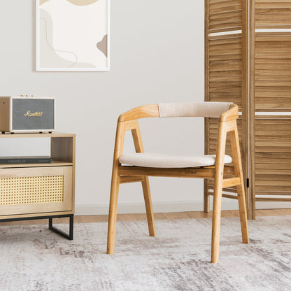 Silla de comedor de bambú Leisure con respaldo curvo y almohadillas antideslizantes para los pies - Natural