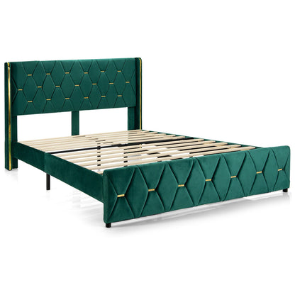 Base de cama de plataforma tapizada tamaño Queen/matrimonial con cabecera ajustable-Matrimonial