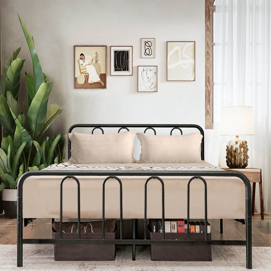 Full/Queen Size Metal Bed Frame with Headboard and Footboard-Full Size - Tampa Home & Garden Store