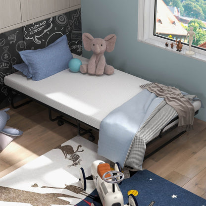 Cama Plegable de Metal Tamaño Twin con Colchón de Espuma Viscoelástica