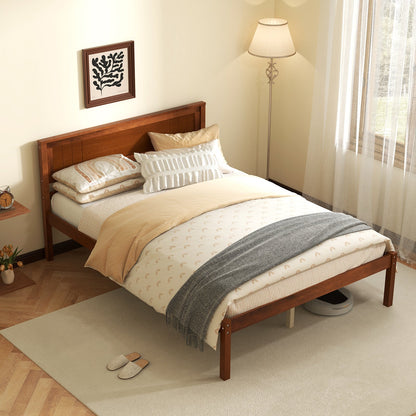Base de cama Twin/Full/Queen con cabecero de madera y soporte de listones - Tamaño matrimonial