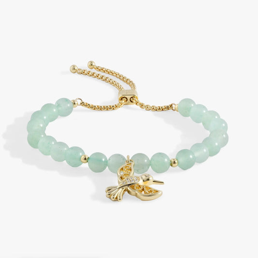 Hummingbird Gemstone Bolo Bracelet gold-tone chain with mint green beads by ALEX AND ANI on Tampa Home & Garden Store