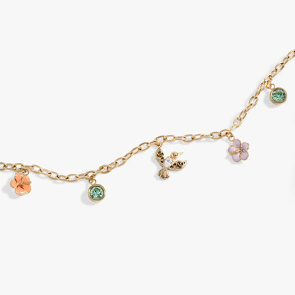 Stainless Steel Hummingbird Multicharm Anklet