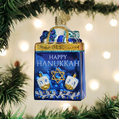 Adorno de cristal de feliz Hanukkah