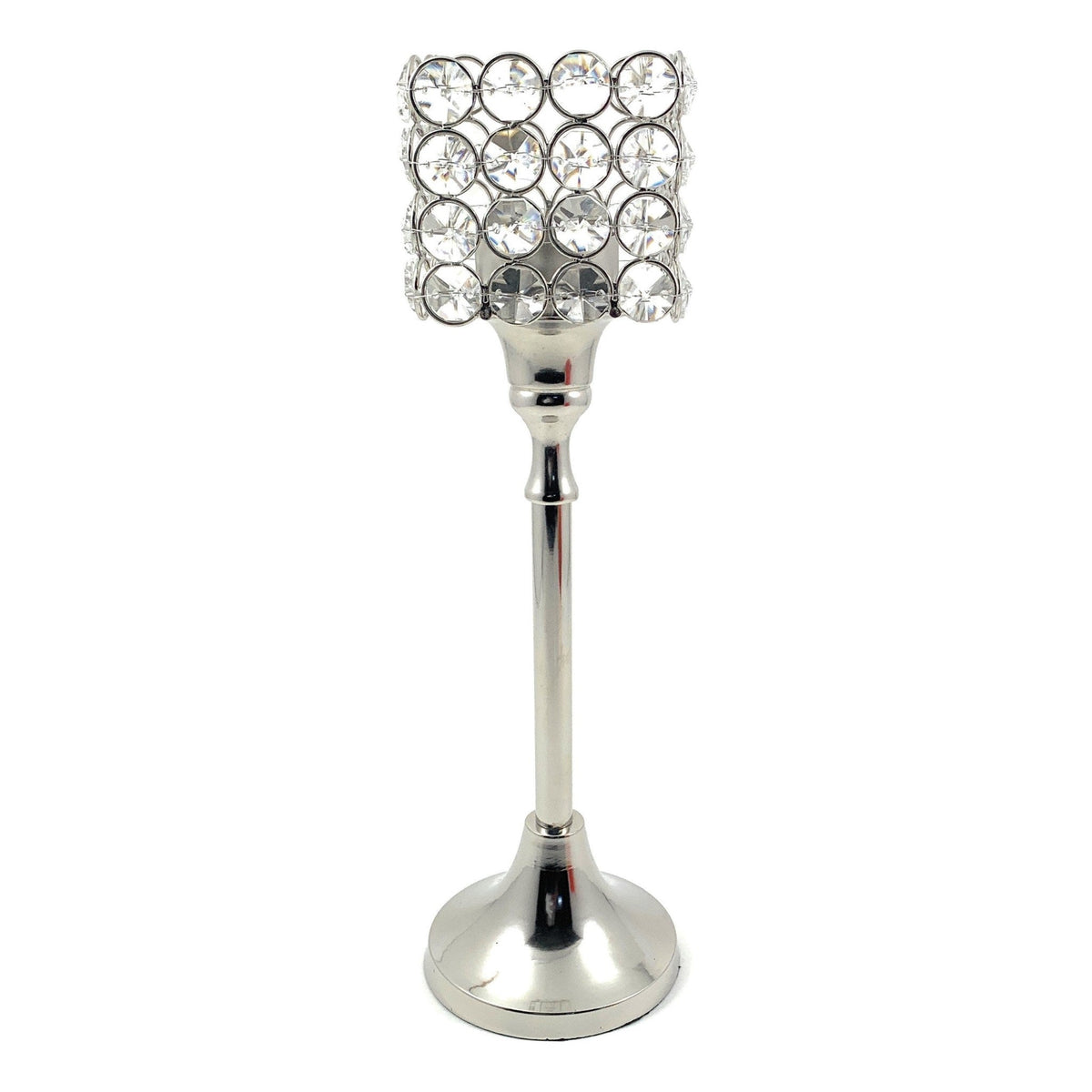Vibhsa square hurricane crystal candle holder with crystal discs 10-inch tealight centerpiece on Tampa Home & Garden Store