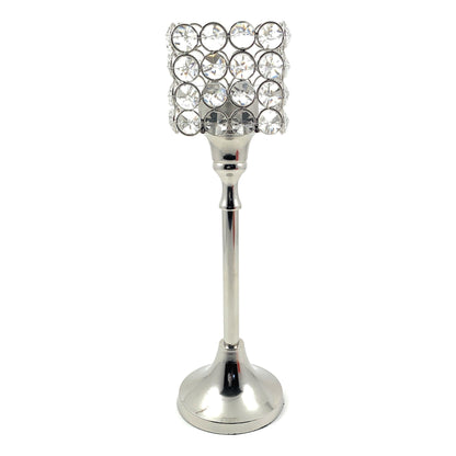 Vibhsa square hurricane crystal candle holder with crystal discs 10-inch tealight centerpiece on Tampa Home & Garden Store
