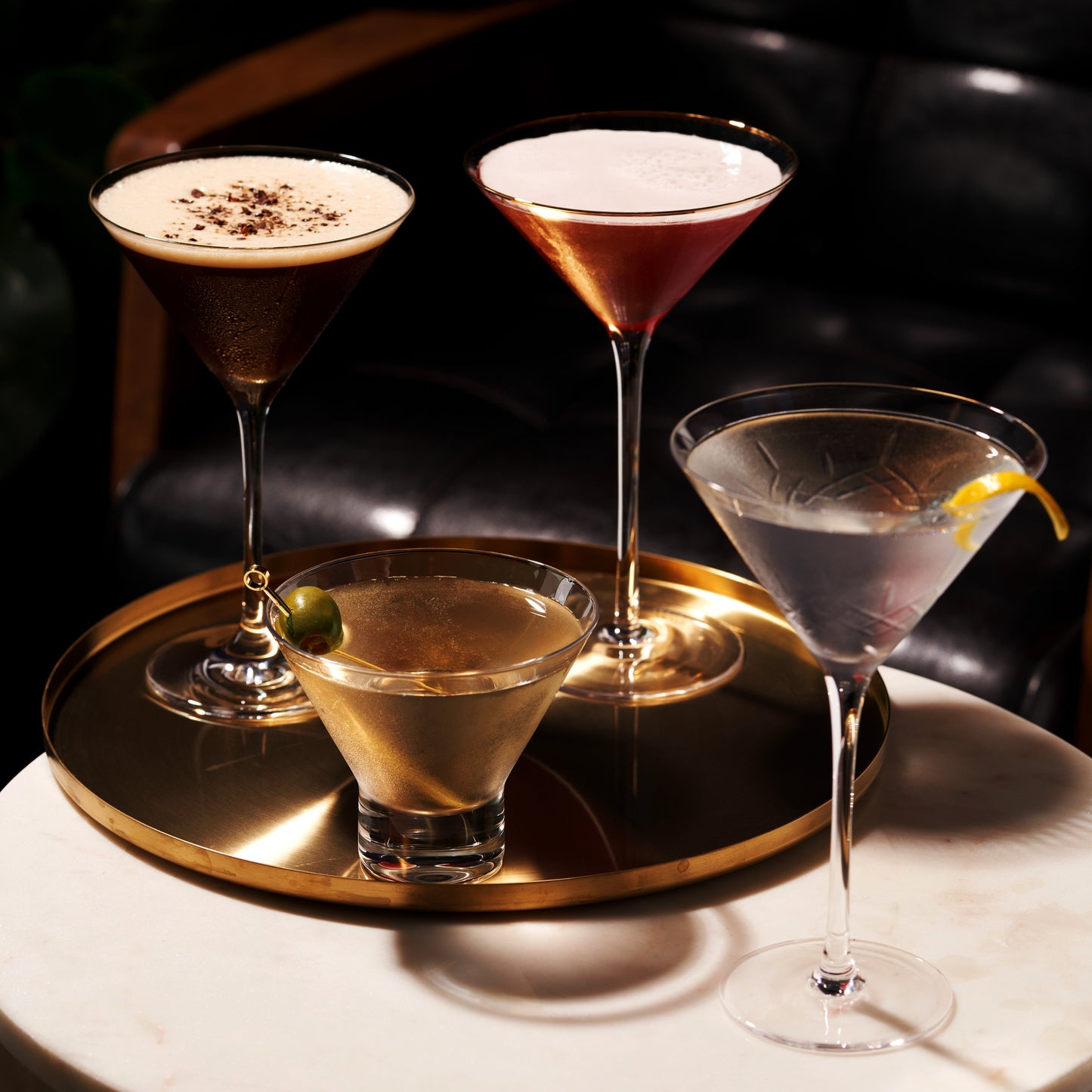 Premium Set of Two Etched Crystal Martini Glasses