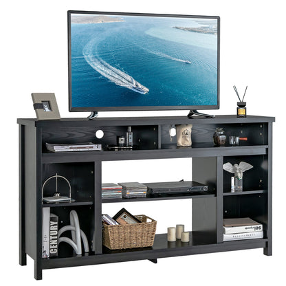 Mueble de TV de 58 pulgadas, centro de consola de entretenimiento con estantes abiertos ajustables - Negro