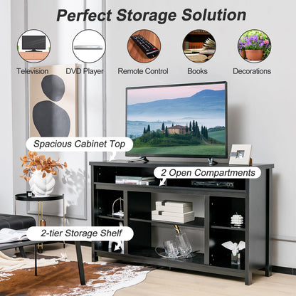 Mueble de TV de 58 pulgadas, centro de consola de entretenimiento con estantes abiertos ajustables - Negro