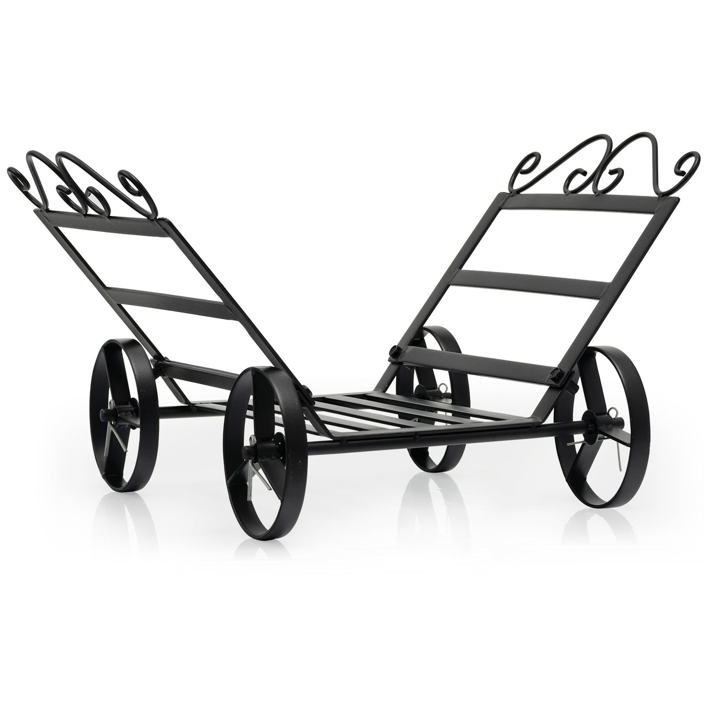 Soporte decorativo para leña de acero inoxidable con ruedas para chimenea