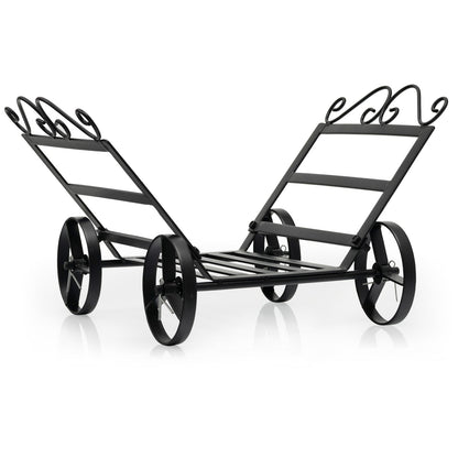 Soporte decorativo para leña de acero inoxidable con ruedas para chimenea