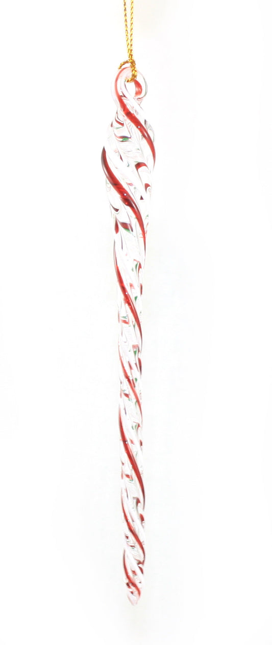 Peppermint Twisted Egyptian Glass Icicle - Tampa Home & Garden Store