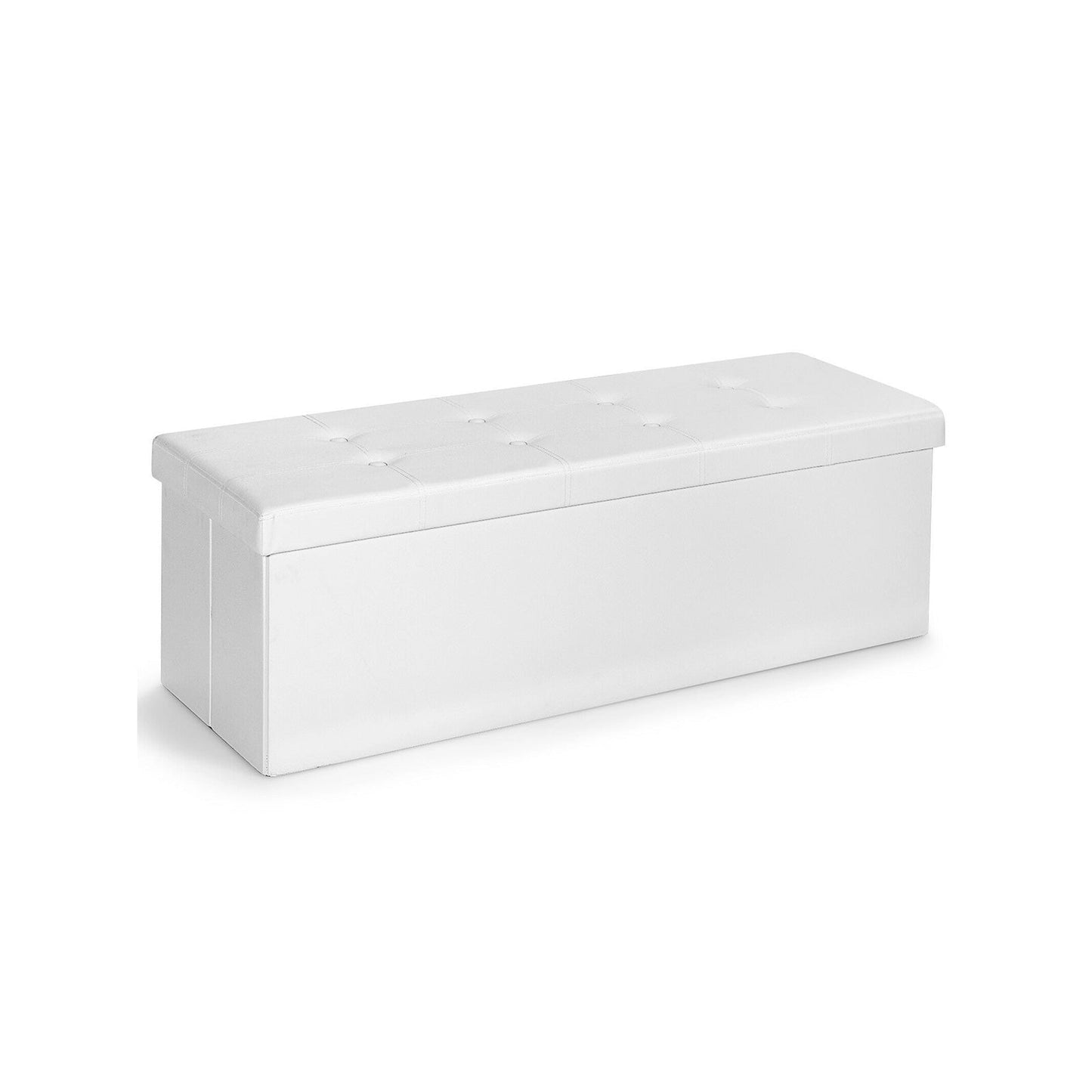 Asiento otomano plegable grande de 45 pulgadas con almacenamiento - Blanco