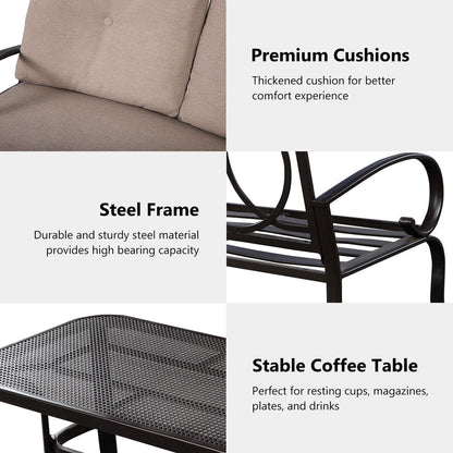 2 piezas de asientos con cojines para mesa de centro de patio - Beige
