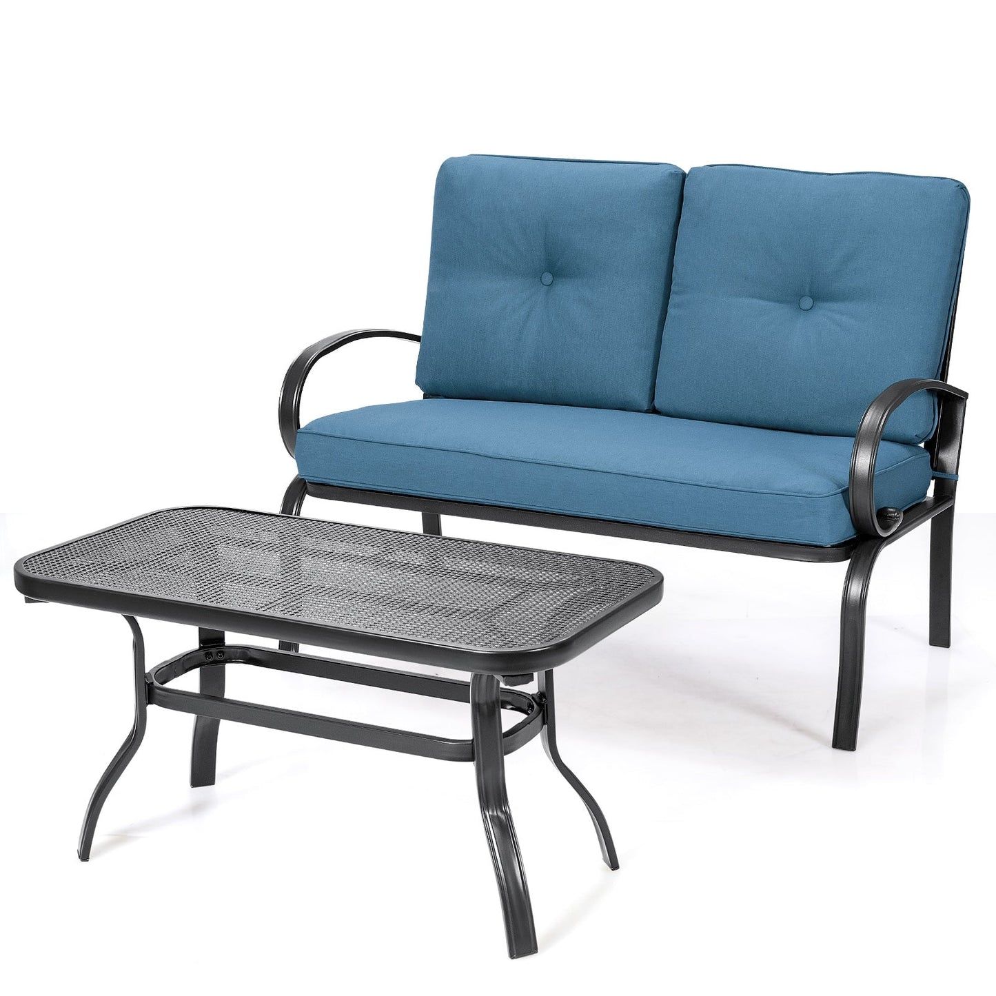 2 piezas de asientos con cojines para mesa de centro de patio - Beige