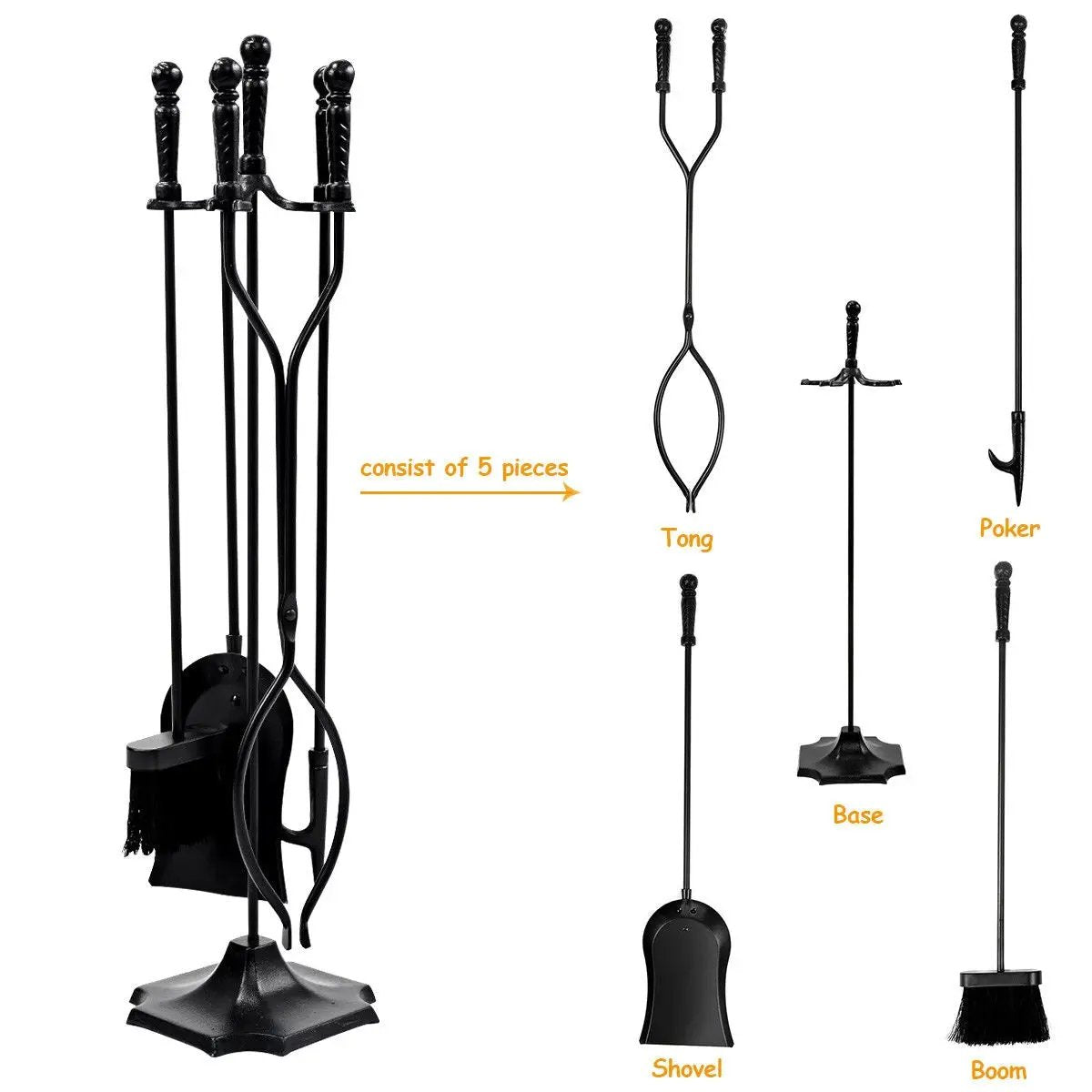31 Inch Five Piece Hearth Tool Set for Fireplace
