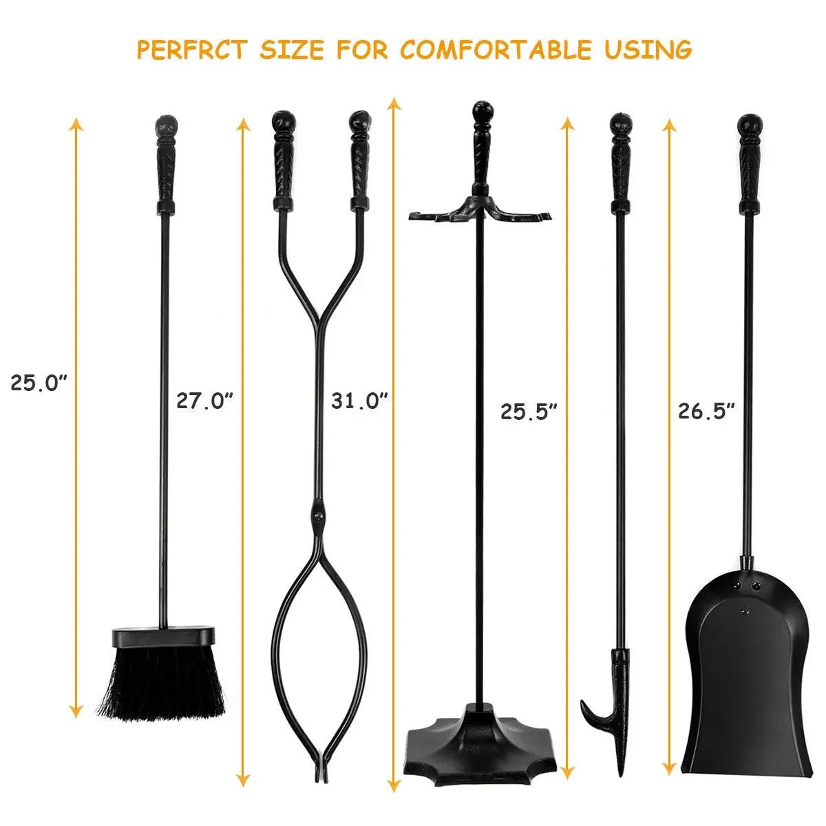 31 Inch Five Piece Hearth Tool Set for Fireplace