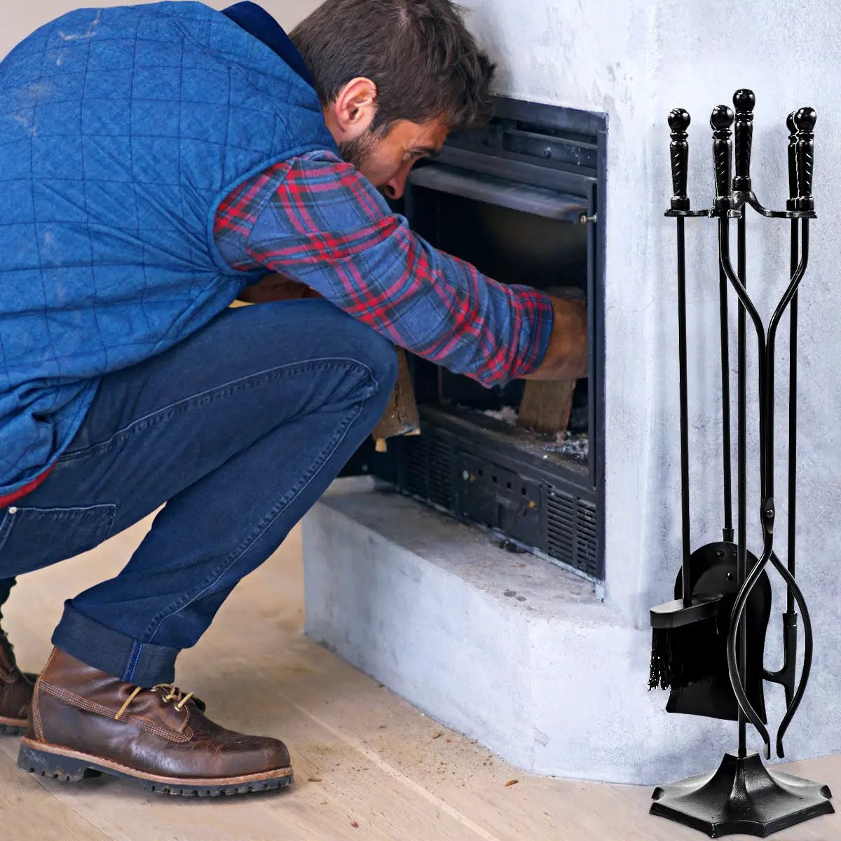 31 Inch Five Piece Hearth Tool Set for Fireplace
