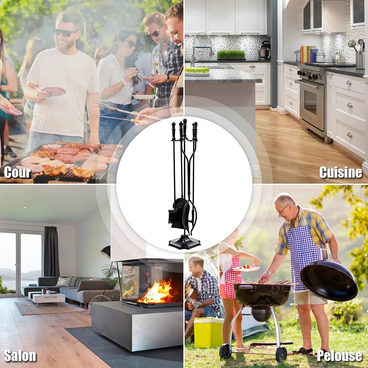 31 Inch Five Piece Hearth Tool Set for Fireplace