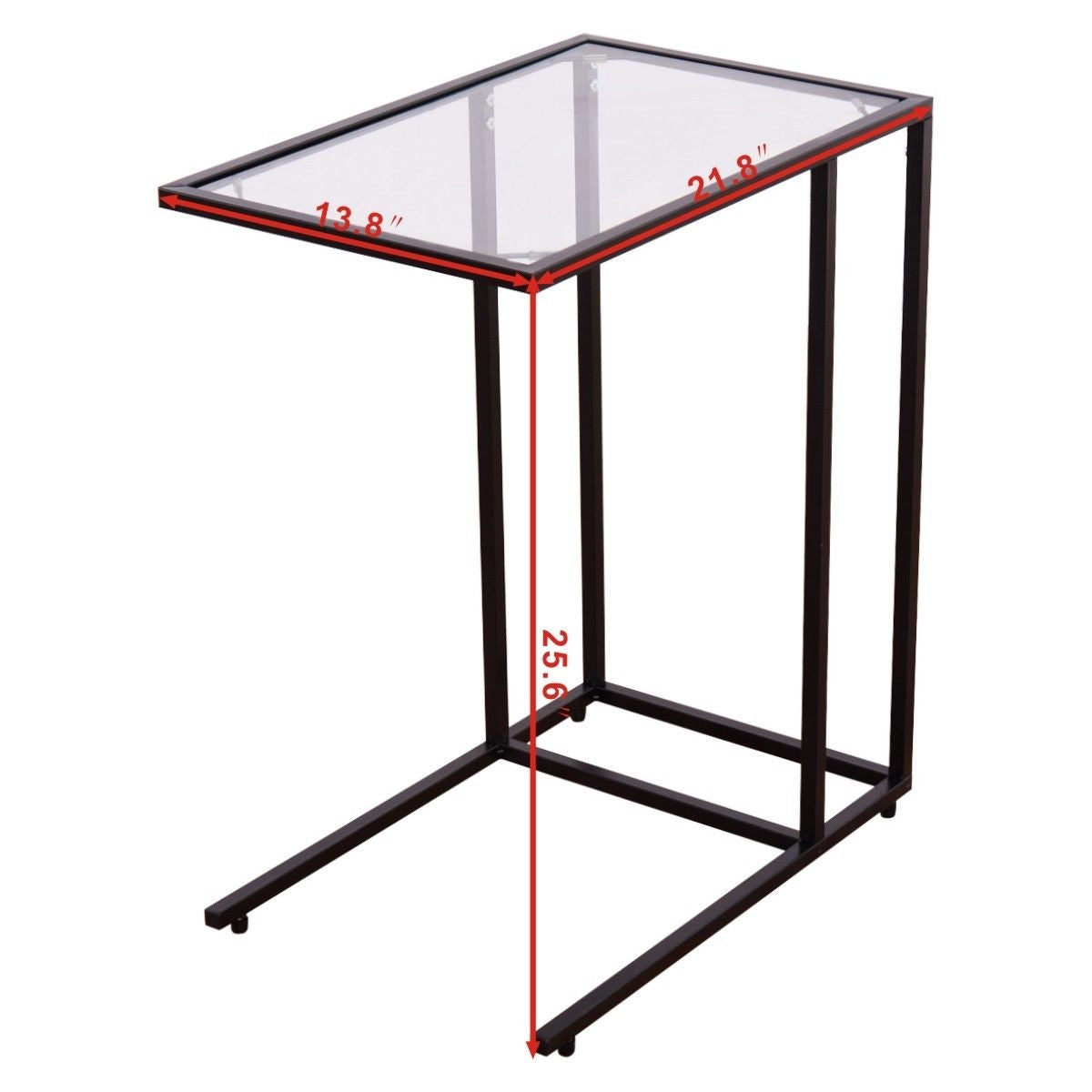 Mesa auxiliar de sofá con superficie de cristal