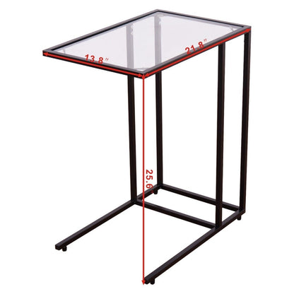 Mesa auxiliar de sofá con superficie de cristal