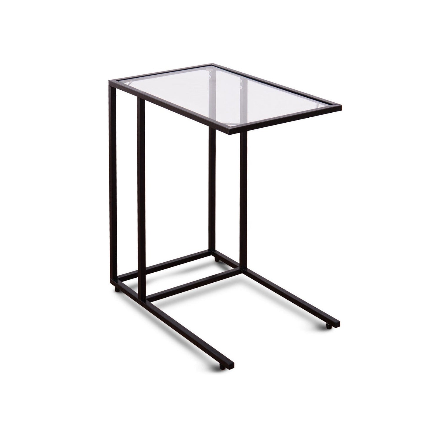 Mesa auxiliar de sofá con superficie de cristal