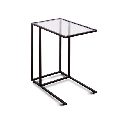 Mesa auxiliar de sofá con superficie de cristal