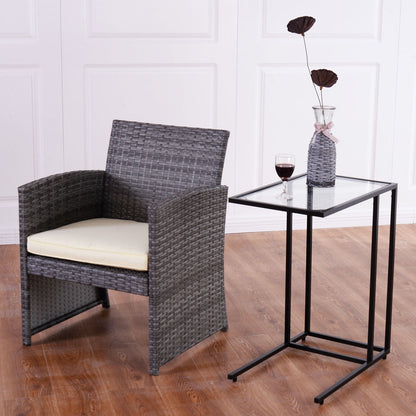 Mesa auxiliar de sofá con superficie de cristal