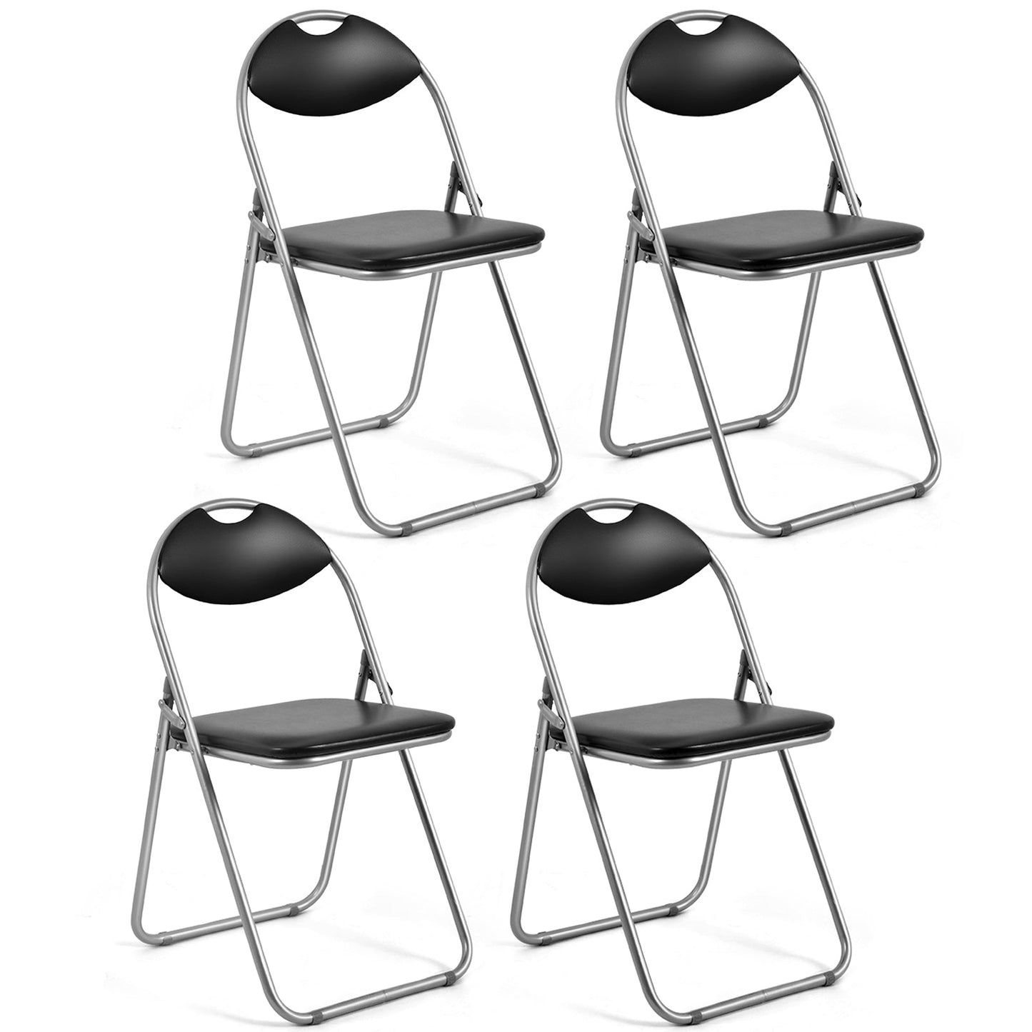 6 Pieces U-Shape Folding Chairs with Hollow Handle