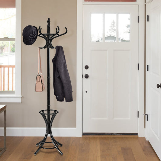 Wood Standing Hat Coat Rack with Umbrella Stand - Tampa Home & Garden Store