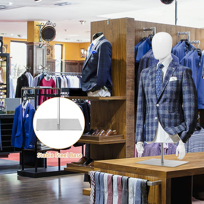 Maniquí de Plástico Hombre Medio Cuerpo con Cabeza Giratoria y Base