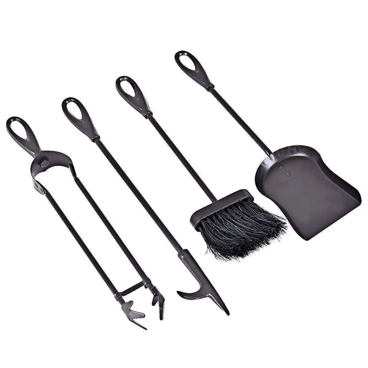 Rustic Wrought Iron Fireplace Tools Set 5 Pieces