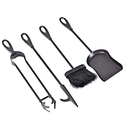 Rustic Wrought Iron Fireplace Tools Set 5 Pieces