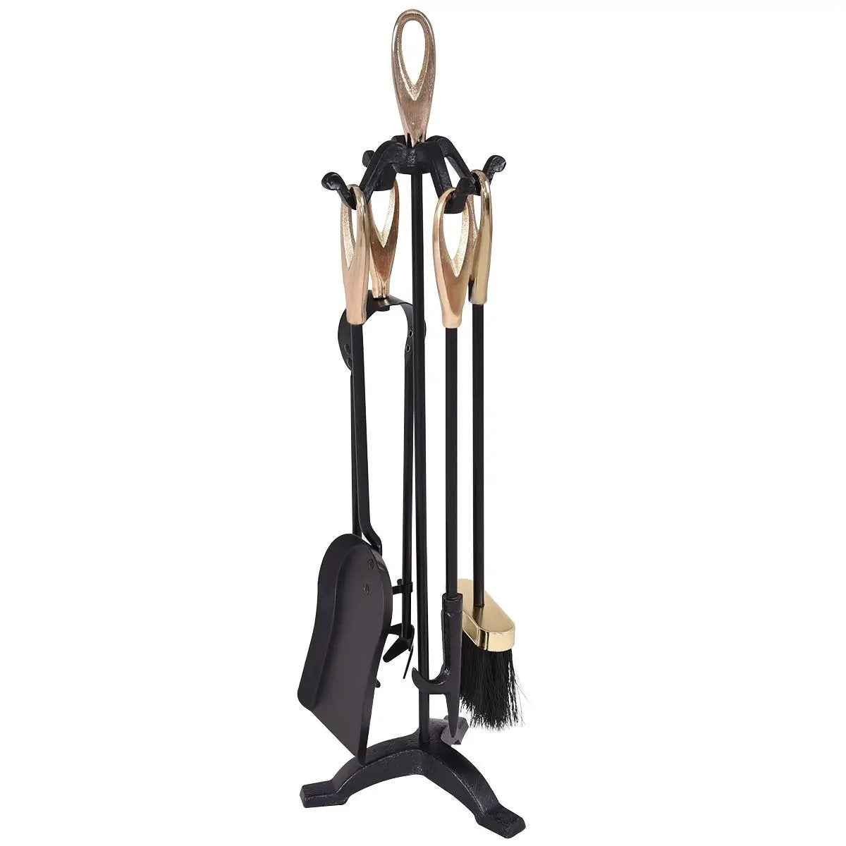 Rustic Wrought Iron Fireplace Tools Set 5 Pieces