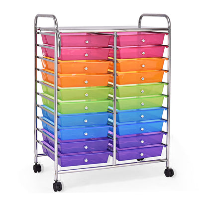Carrito con ruedas de 20 cajones para almacenamiento y organización de estudio - Multicolor