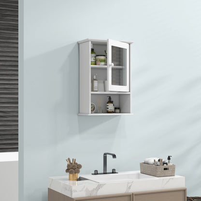 Botiquín ajustable de almacenamiento para baño, montado en la pared - Blanco