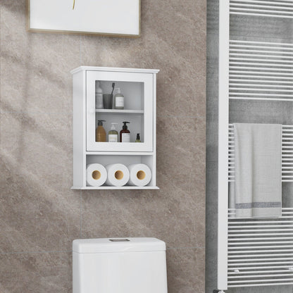 Botiquín ajustable de almacenamiento para baño, montado en la pared - Blanco