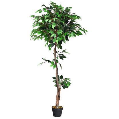 Ficus artificial de seda de 5.5 pies con troncos de madera
