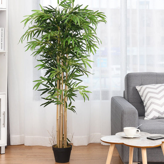 5-Feet Artificial Bamboo Silk Tree Indoor-Outdoor Decorative Planter - Tampa Home & Garden Store