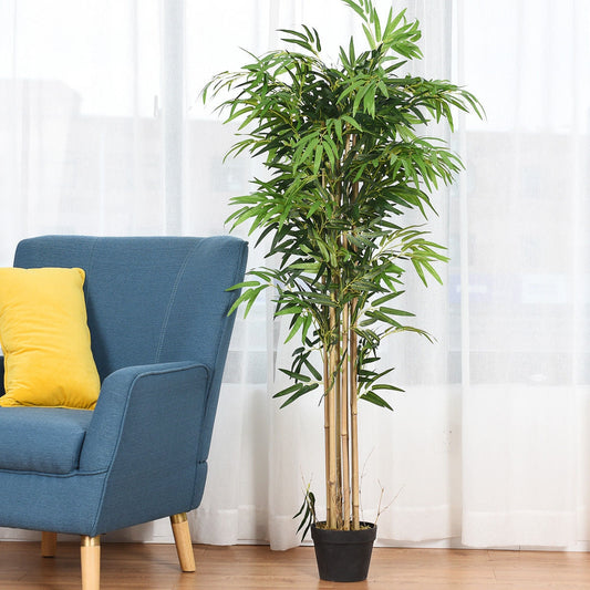 5-Feet Artificial Bamboo Silk Tree Indoor-Outdoor Decorative Planter - Tampa Home & Garden Store