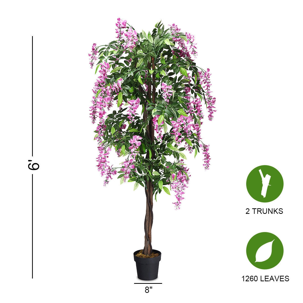 Árbol Artificial de Seda de Glicina de 1,8 m para Interiores y Exteriores - 1 pieza