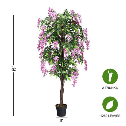 Árbol Artificial de Seda de Glicina de 1,8 m para Interiores y Exteriores - 1 pieza