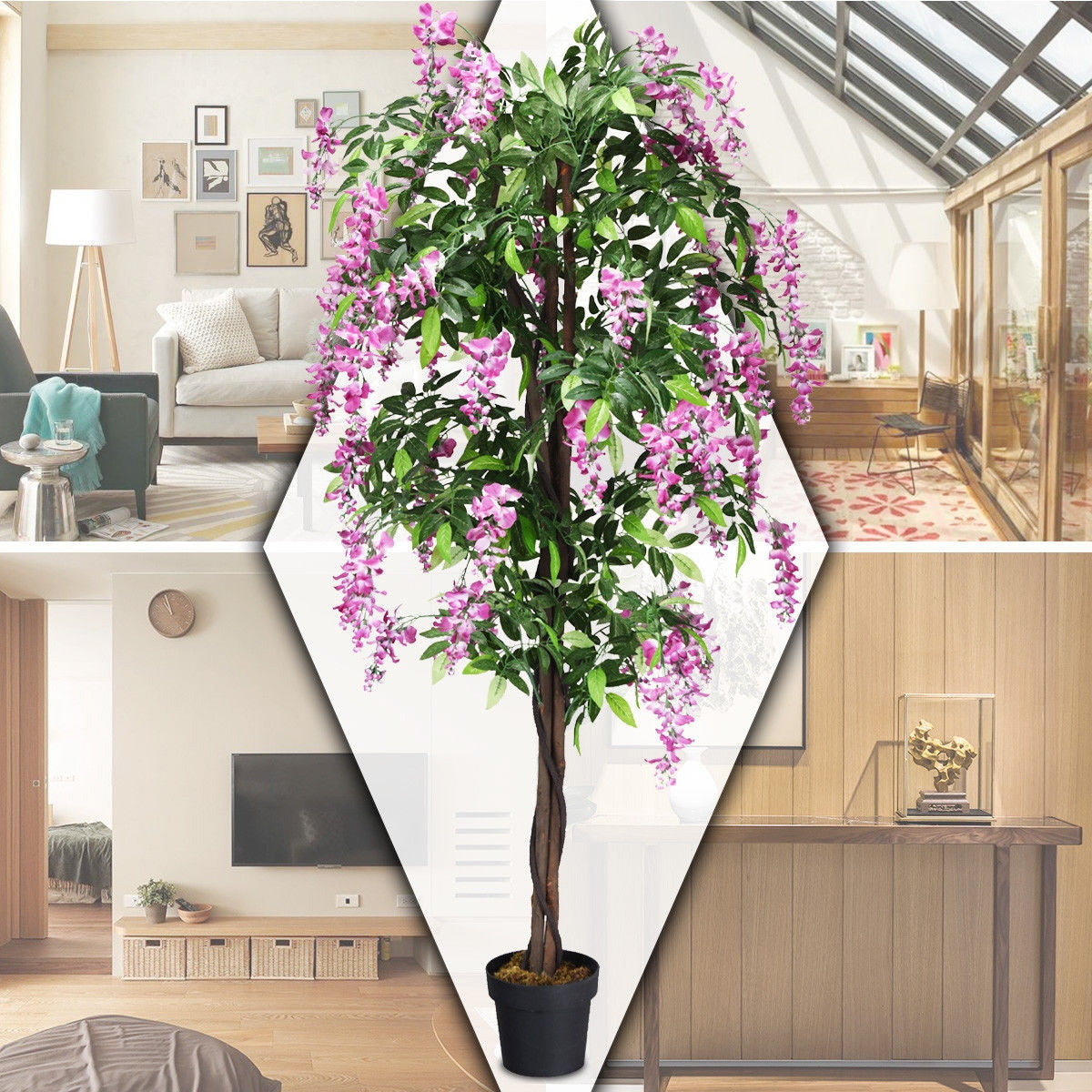 Árbol Artificial de Seda de Glicina de 1,8 m para Interiores y Exteriores - 1 pieza